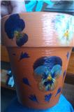 Hand Decorated Pots~Decorated with Flowers & Herbs dried & Pressed from our Garden